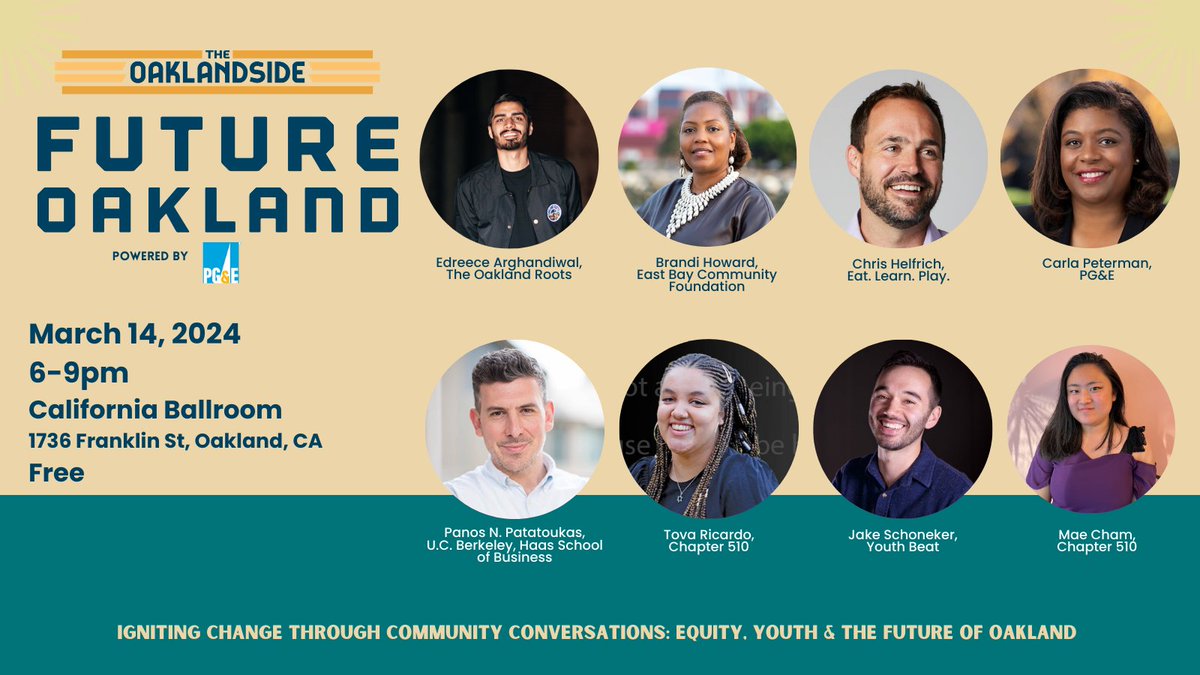 We're thrilled to announce that our CEO, Chris Helfrich, will be joining other Oakland leaders at @oaklandside's FUTURE/Oakland event on March 14. This event is free, registration is required: eventbrite.com/e/futureoaklan…