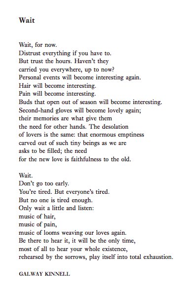 'Wait. / Don't go too early. / You're tired. / But everyone's tired.' Poetry that can truly save a life: