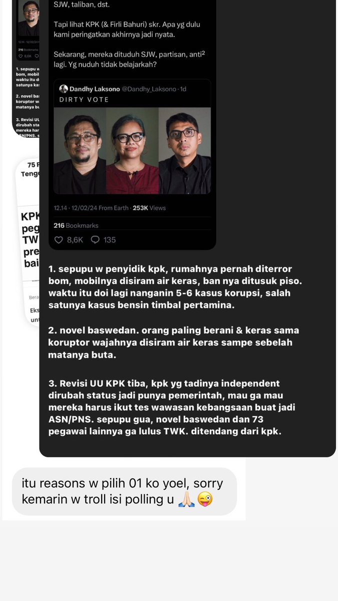 YoelSumitro's tweet photo. Ini krn sepupunya org KPK dan lihat sendiri how KPK dilemahin. https://t.co/cIunGu8sCJ