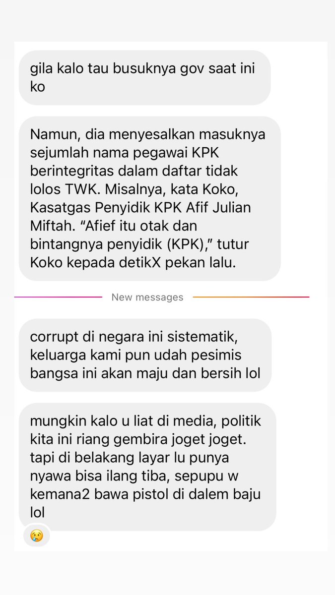YoelSumitro's tweet photo. Ini krn sepupunya org KPK dan lihat sendiri how KPK dilemahin. https://t.co/cIunGu8sCJ