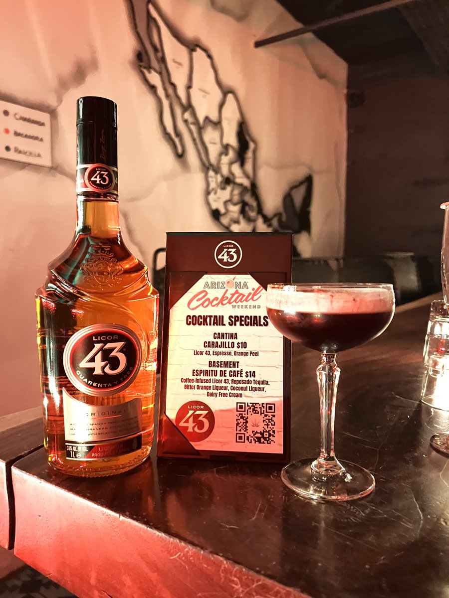 A pair of cocktails on special this week as we celebrate <a href="/AZ_CocktailWeek/">ArizonaCocktailWeekend</a> &amp; lead up to our big Latin Brunch with <a href="/Licor43USA/">Licor 43 USA</a> this Sunday from 11-3 ... The classic Carajillo upstairs in the Cantina, &amp; the  Espiritu de Café espresso martini downstairs. Swing thru &amp; try 'em!