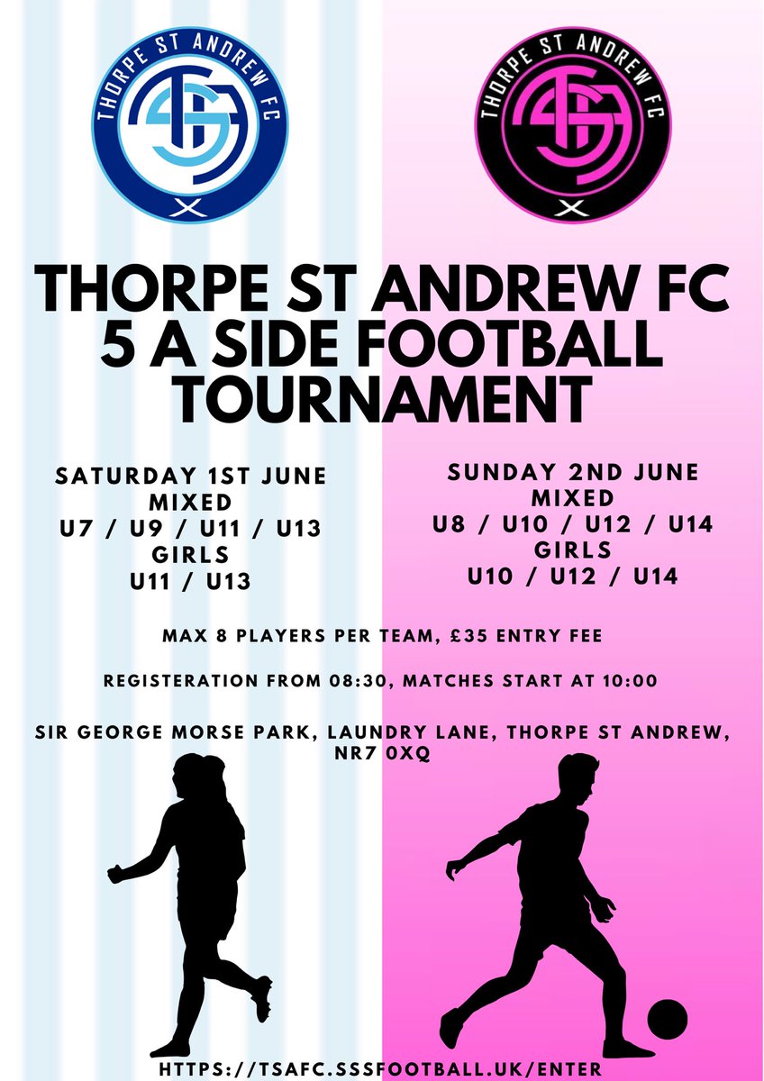 Our annual 5 a-side tournament is making a return this summer with both mixed and girls teams at Sir George Morse Park! To book your team a place, use the link tsafc.sssfootball.uk/enter Look forward to seeing you there! 🩵🤍