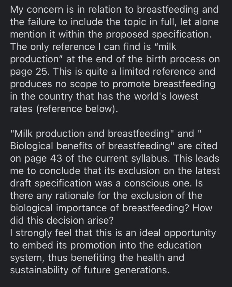 FionaOScience's tweet photo. On 19/12/23  I sent the letter below  outlining concerns re: the conscious removal of “ biological benefits of breastfeeding” from the  biology specification.Hope to attend their conference next week but have yet to receive details @NCCAie @cuidiu @LaLecheIreland @IrishSciTeach https://t.co/CnvXXCuGnC