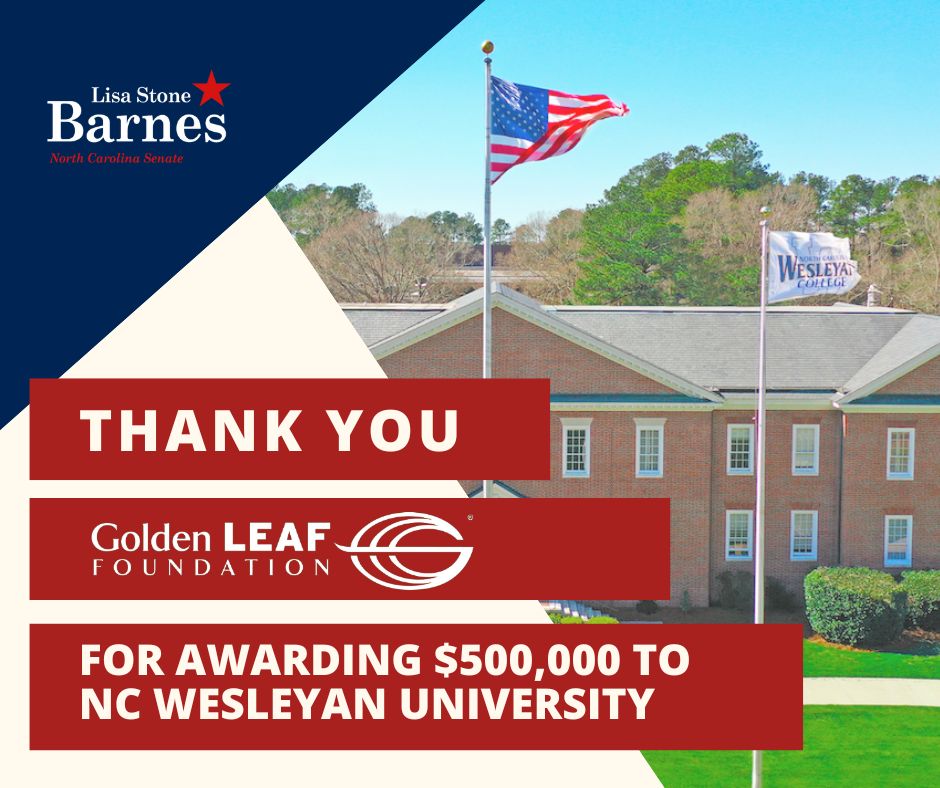 Thank you @NCgoldenLEAF for awarding $500,000 to @ncwesleyan as they reimagine and renovate a campus building for their new baccalaureate nursing program! Once completed, this program will be a vital resource for NC Wesleyan students and our state's healthcare system. #ncpol