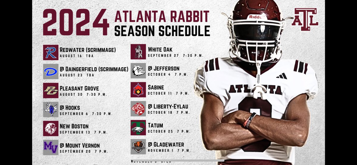 2024 Atlanta Rabbits Football Schedule