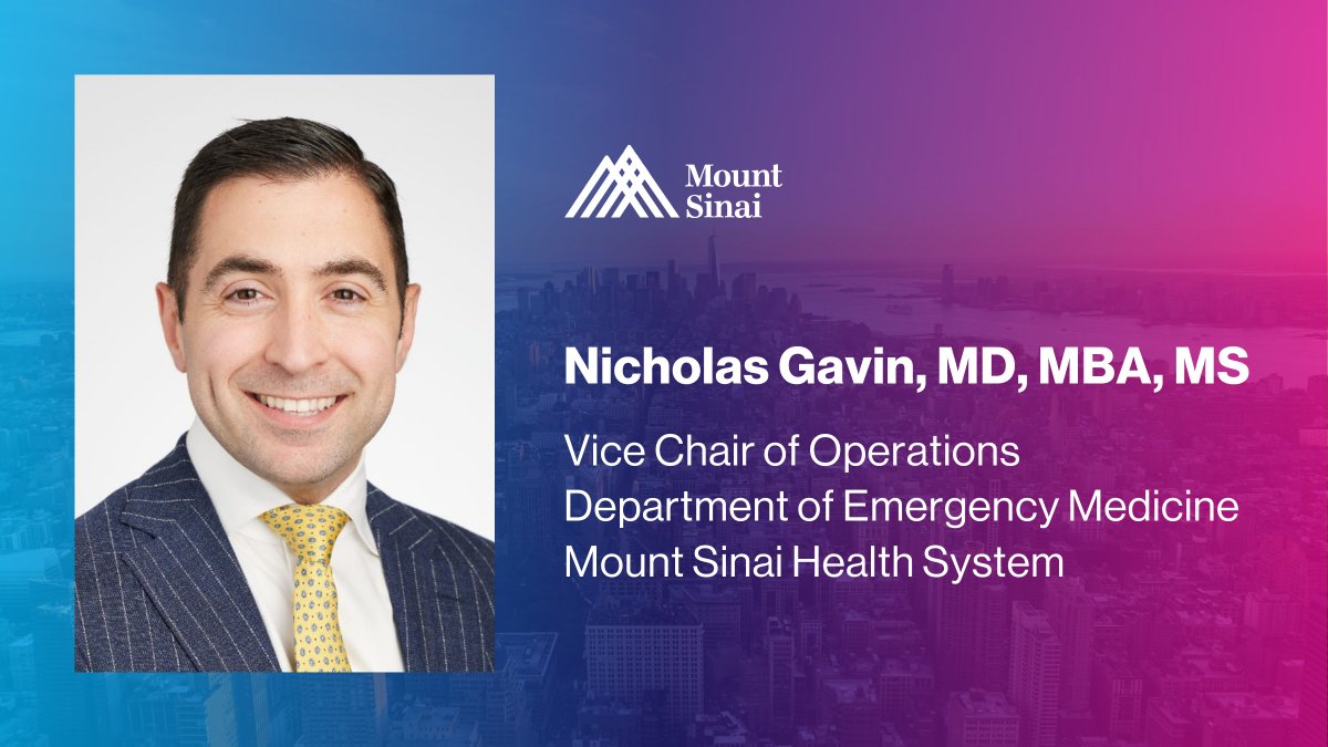 Nicholas Gavin, MD, MBA, MS (he/him) has been named Vice Chair of Operations for the Department of Emergency Medicine at Mount Sinai. Learn more about Dr. Gavin: profiles.mountsinai.org/nicholas-gavin