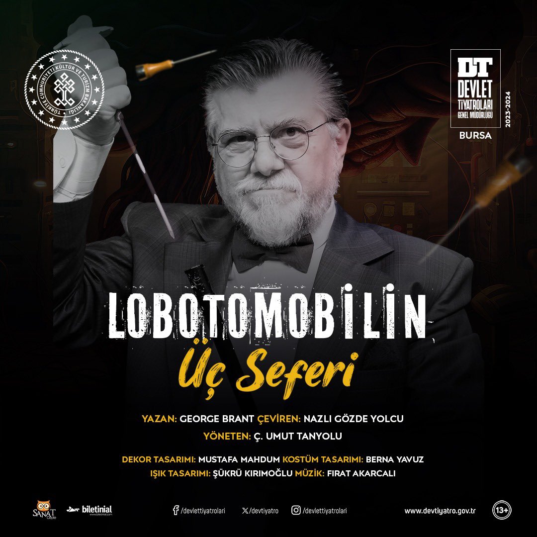 devtiyatro's tweet photo. Ahmet Vefik Paşa Sahnesinde Prömiyer...
Bursa Devlet Tiyatrosunun Ç. Umut Tanyolu rejisiyle, George Brant‘ın “Lobotomobilin Üç Seferi” adlı oyunu, 13 Şubat Salı günü, saat 20.00’de, ilk kez seyirci karşısına çıkıyor.
#devtiyatro #devlettiyatroları #turkiyestatetheatre #prömiyer https://t.co/A3tVc5QwyE