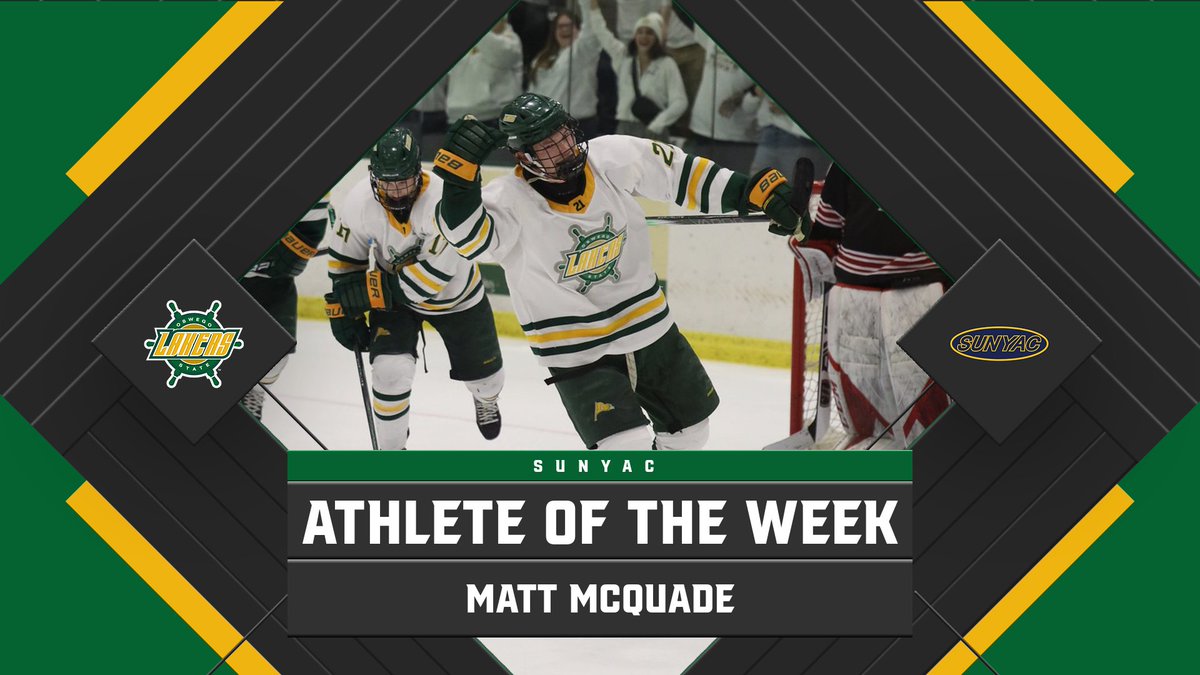 Congratulations to Matt McQuade on being named the SUNYAC Men’s Ice Hockey Player of the Week after a big White Out Weekend with four goals! Head over to oswegolakers.com to read more!