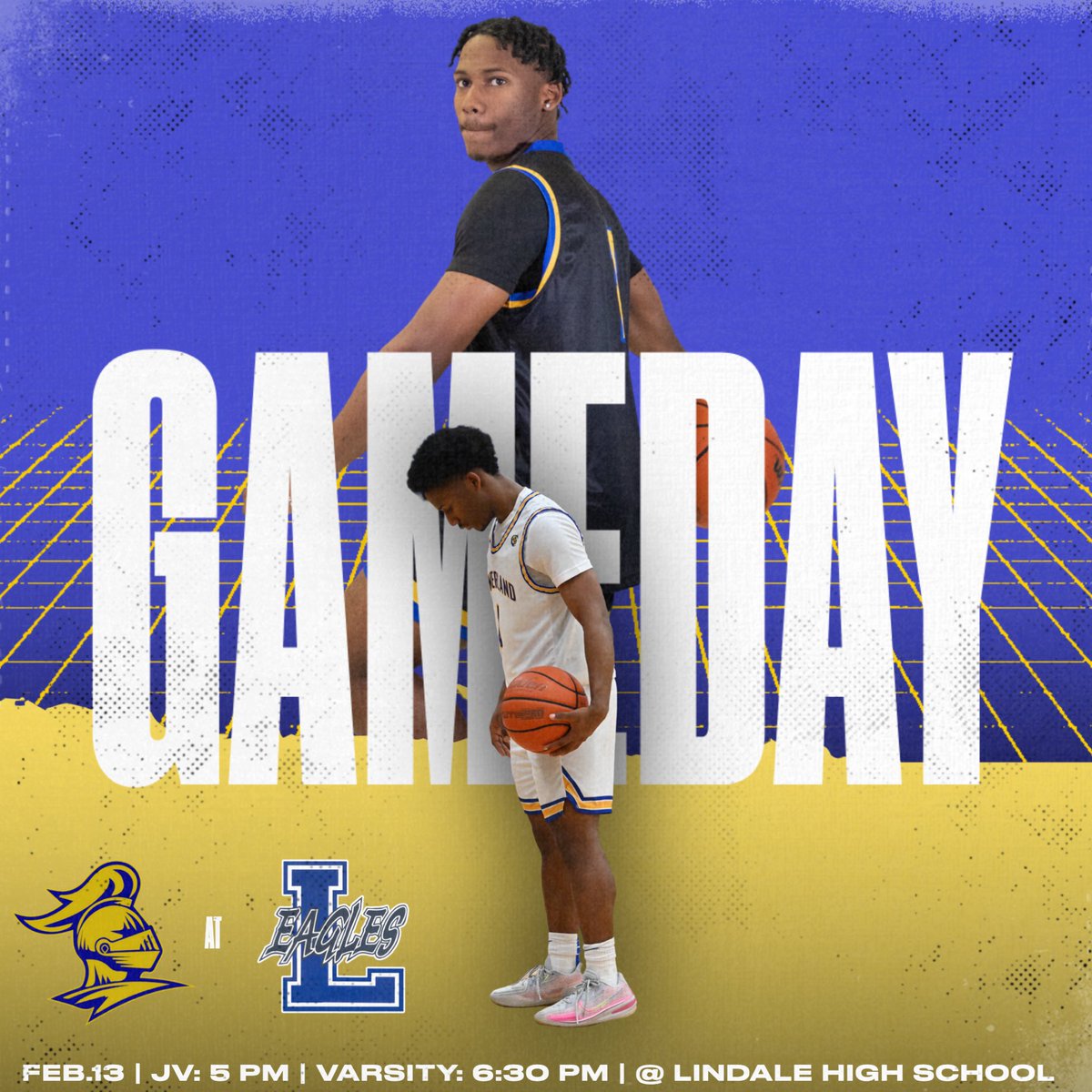 🚨 DISTRICT GAME DAY TUESDAY 🚨

🆚 LINDALE 
📆 TUESDAY FEB. 13
⌚️ TIP OFF: JV: 5 PM | VARSITY: 6:30 PM
📍LINDALE HIGH SCHOOL 
#SwordsUp⚔️