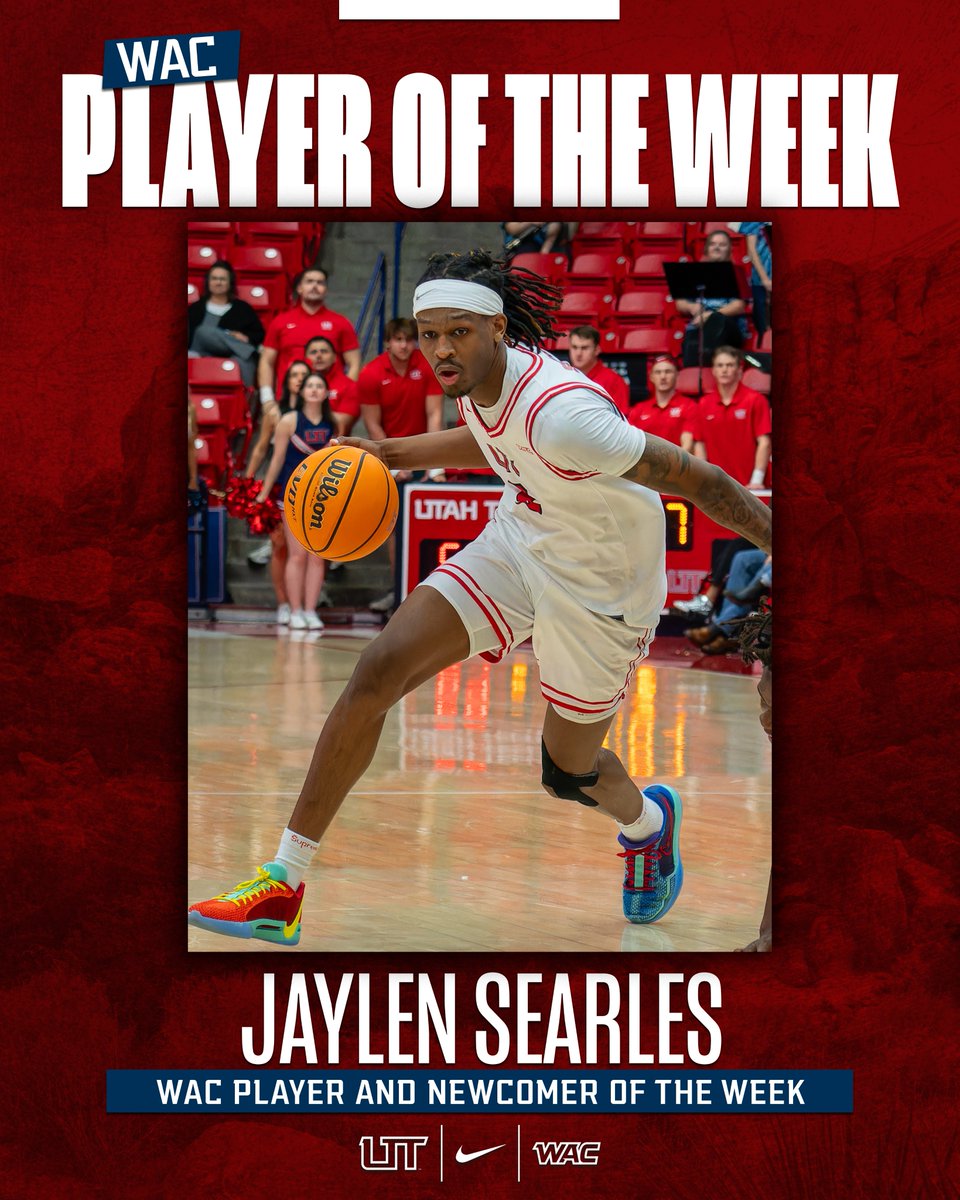 Utah Tech Men's Basketball (@utahtechmbb) on Twitter photo Make it a clean sweep for <a href="/PbgJaylen/">Jaylen Searles</a> - #WACmbb Player and Newcomer of the Week!
📰 - shorturl.at/ghyST
#UtahTechBlazers | #WAChoops | #UniteTheFamily x #IntoTheStorm Make it a clean sweep for <a href="/PbgJaylen/">Jaylen Searles</a> - #WACmbb Player and Newcomer of the Week!
📰 - shorturl.at/ghyST
#UtahTechBlazers | #WAChoops | #UniteTheFamily x #IntoTheStorm