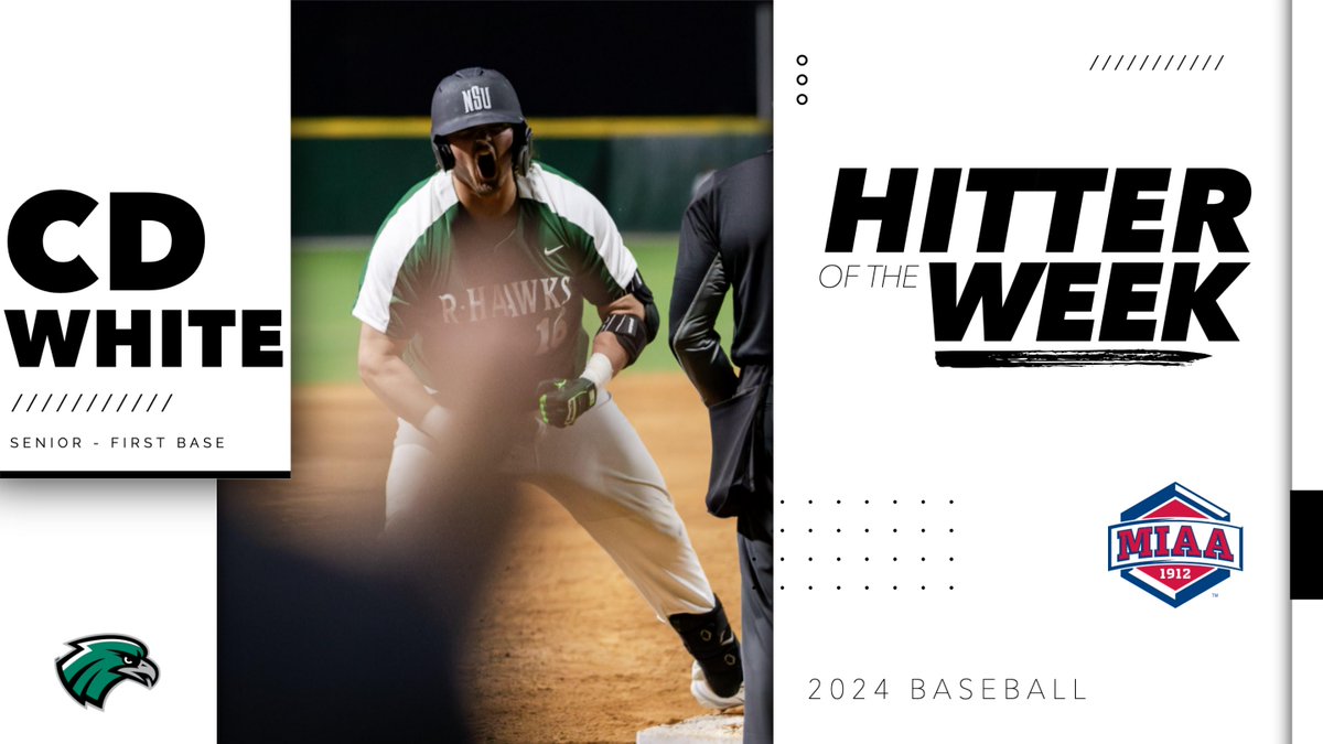 TheMIAA's tweet photo. With a hit in all four of @RiverHawksBSB's games, White hit .588, slugged 1.235 and had a .556 on-base percentage.

He also led all MIAA hitters with 10 hits and 14 RBI 👀🔥

📰 https://t.co/qFRYTopzUn
#BringYourAGame https://t.co/oh2gVur0ge