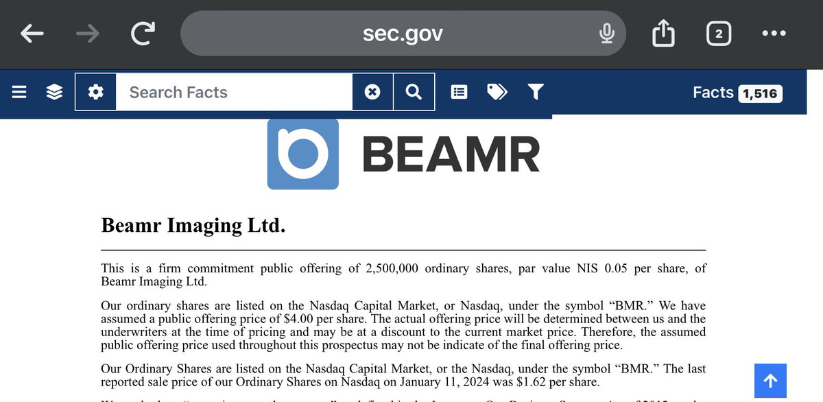 risenfit's tweet photo. $BMR #MachineLearning
Vision #AI Applications.
#Surveilance #DeepStateTech
This Israeli company IPO’d in February 2023, and shortly after in May as stated above, partnered with $NVDA
In the new White Paper, Beamr shows that video files that were slimmed down by 40% on average - without losing their perceptual quality due to Beamr’s CABR technology - keep ML results unaffected.
The tests were conducted on NVIDIA DeepStream SDK - a tool for AI-based multi-sensor processing, video, audio and image understanding, which was a natural choice for Beamr as an NVIDIA Metropolis partner.
Tamar Shoham, Beamr CTO, said: "We decided to try out the Nvidia DeepStream SDK, which enables vision AI applications and services, combined with the recent Nvidia encoder enhanced with Beamr CABR.
In the experiment, we demonstrated that the results of the DeepStream were unaffected by the video optimization process”.
Beamr Announces First Half 2023 Financial Results:
January- June 2023:
#BalanceSheet
Cash Position: $6.2M
Debt: $600k
#Earnings:
Revenue: $955k
Net Loss: -$(924k)
#CapitalRaise:
On January 12, 2024, the company registered to sell 2.5M shares at $4.00 or at the current market price.
At the time of the share registration, the price was trading at $1.63.
Notes:
Expect selling pressure from dilution and I’d say that $BMR will need more cash soon.