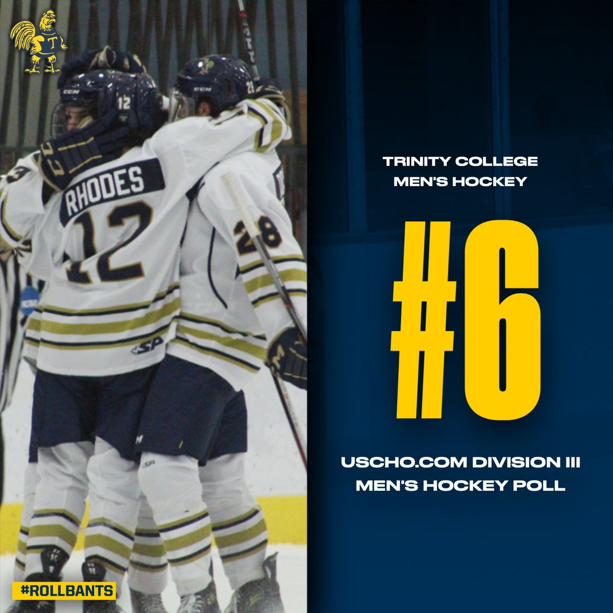 M🏒 | @TCBantamsHockey step into 6️⃣ in latest @uschohockey Division III Men’s Hockey Poll #RollBants🐓