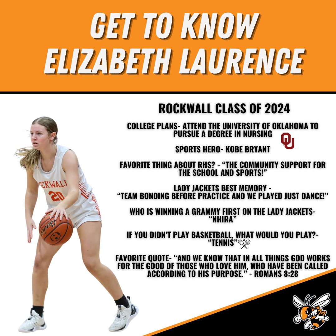 Let's get to know Elizabeth Laurence of the Lady Jackets Basketball team 🏀🐝 #JFND | @RHSLadyJackets