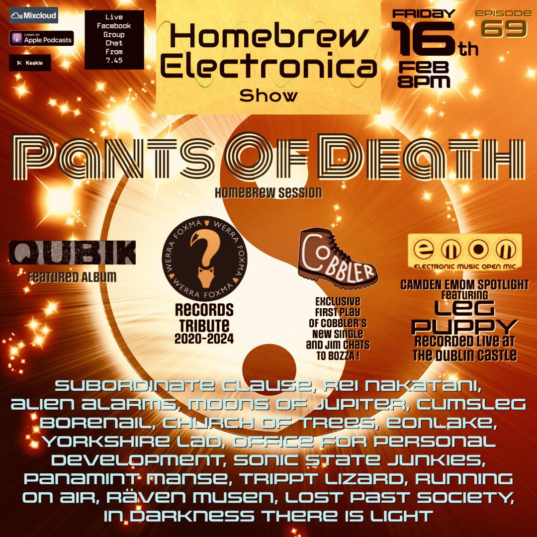 HomeBrew Electronica Show (@showhomebrew) on Twitter photo Massive show coming Friday 🔥🤩 with <a href="/pantsofdeath/">PantsOfDeath</a> @werrafoxma <a href="/Cobbler_uk/">Cobbler</a> <a href="/Legpuppymusic/">Leg Puppy 2.0</a> @Suboclause <a href="/alienalarms/">Alien Alarms</a> @moonsofjupiter1 <a href="/churchoftrees/">Church Of Trees</a> <a href="/eonlake/">eonlake</a> <a href="/OPD_org_uk/">Office for Personal Development</a> <a href="/sonicstatejunk1/">sonicstatejunkies</a> <a href="/DeepDownDirtyRL/">DEEPDOWNDIRTY</a> @tripptlizard @_runningonair <a href="/IDTILMUSIC/">IDTIL</a> <a href="/panamintmanse/">PanaMuse</a> @emom_news +more ! Massive show coming Friday 🔥🤩 with <a href="/pantsofdeath/">PantsOfDeath</a> @werrafoxma <a href="/Cobbler_uk/">Cobbler</a> <a href="/Legpuppymusic/">Leg Puppy 2.0</a> @Suboclause <a href="/alienalarms/">Alien Alarms</a> @moonsofjupiter1 <a href="/churchoftrees/">Church Of Trees</a> <a href="/eonlake/">eonlake</a> <a href="/OPD_org_uk/">Office for Personal Development</a> <a href="/sonicstatejunk1/">sonicstatejunkies</a> <a href="/DeepDownDirtyRL/">DEEPDOWNDIRTY</a> @tripptlizard @_runningonair <a href="/IDTILMUSIC/">IDTIL</a> <a href="/panamintmanse/">PanaMuse</a> @emom_news +more !