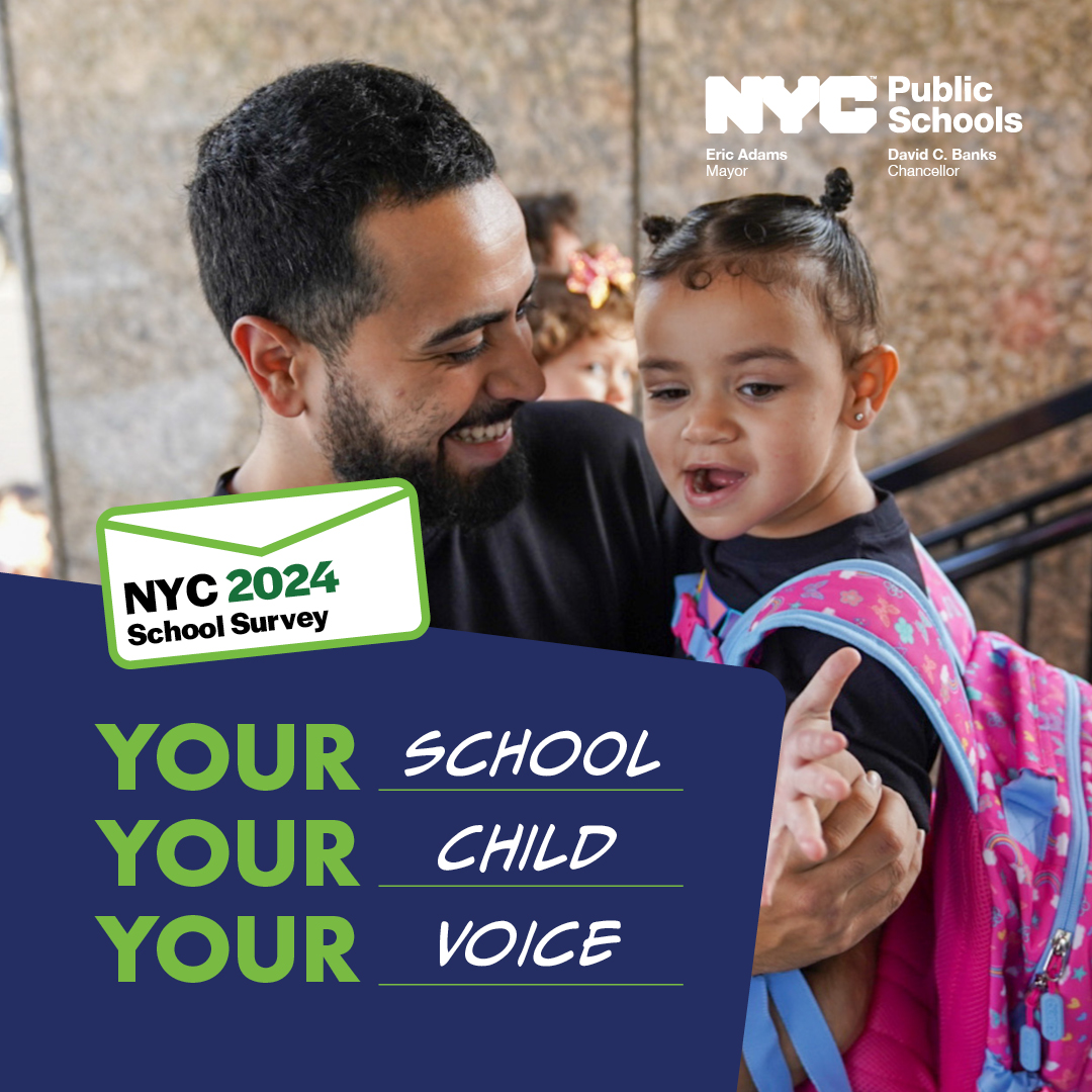 The 2024 #NYCSchoolSurvey is now live! ✏️ It is open to families, teachers, and staff in grades 3-K through 12, and students in grades 6-12. Now is your chance to express what you love—and what you would like to see improve—at @NYCSchools. 👉 on.nyc.gov/3FhxSmF