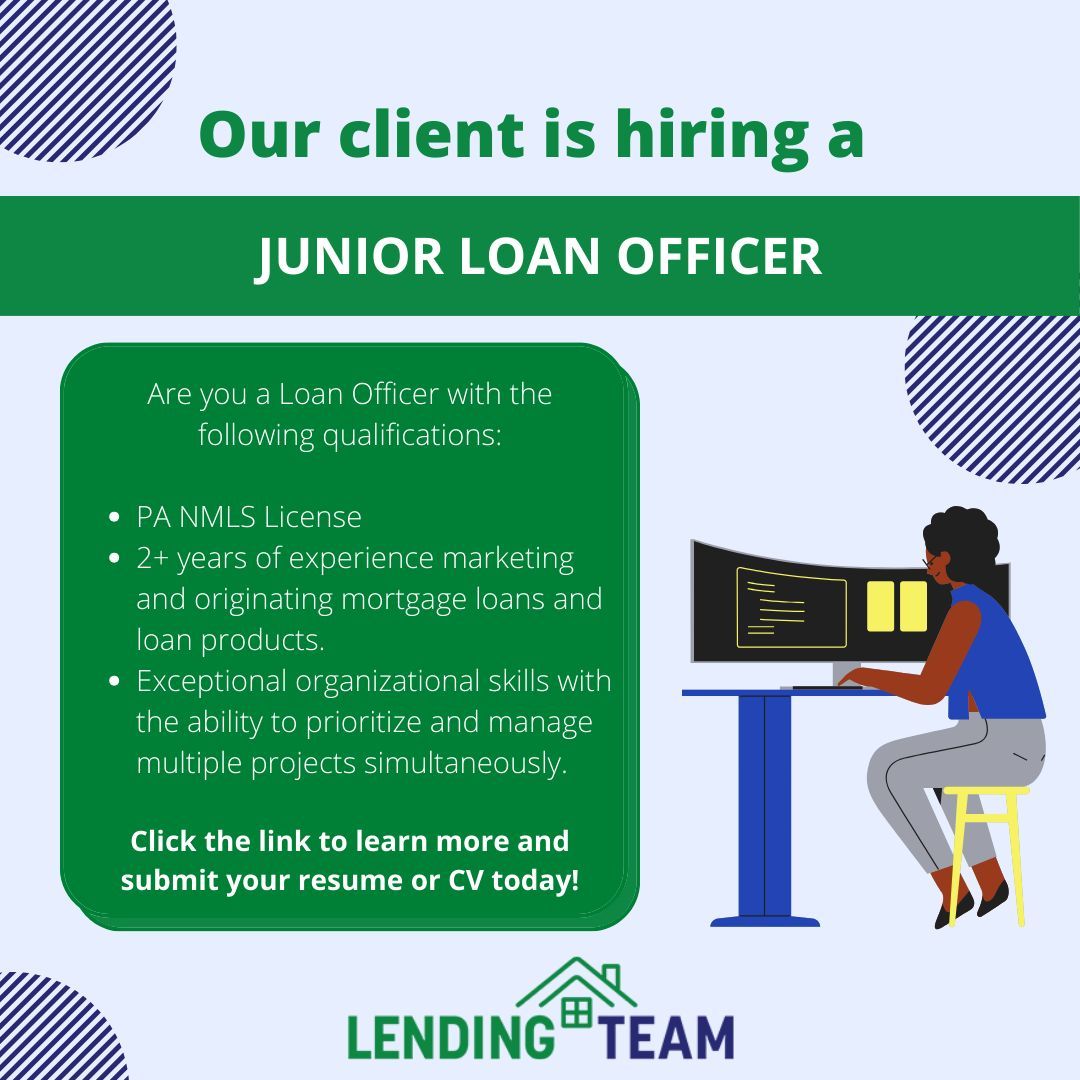 denovohrc's tweet photo. Lending Team Inc., located in Richboro, PA is seeking a junior loan officer. Click the link below for more details and to submit your resume or CV today. 
https://t.co/df1YwEnJ8q #hiring #jobs #jobsearch https://t.co/wUcy51OgIQ