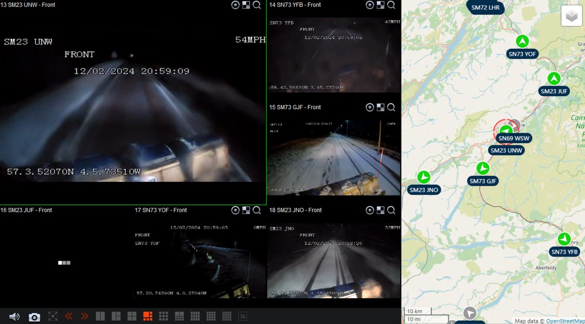NWTrunkRoads's tweet photo. Light snowfall is currently affecting the #A9 Trinafour to Kingussie area. #A889 and #A86. We have six gritters out ploughing and treating locations. https://t.co/2LDpbHAkH0