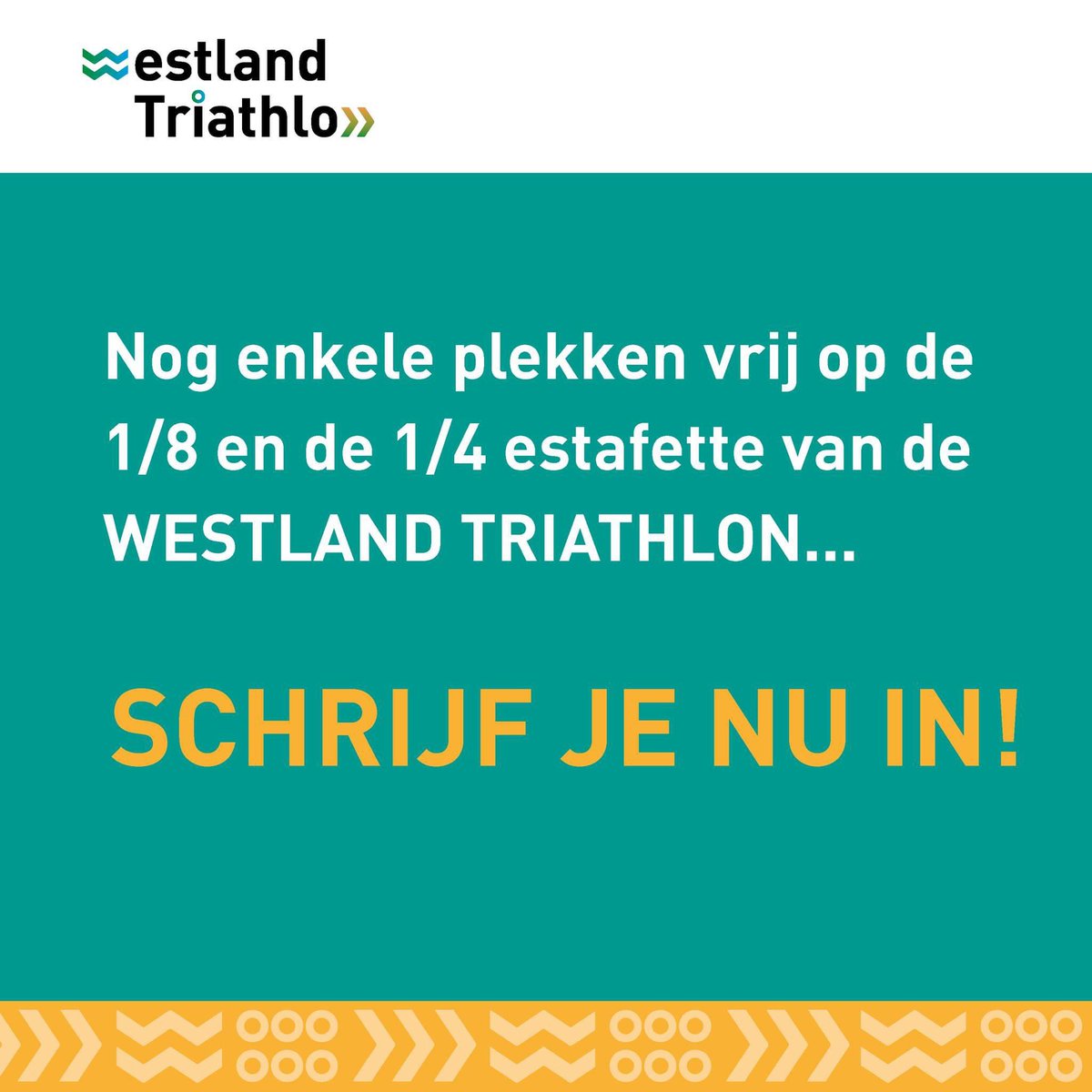 Voor de Westland Triathlon op 12 mei zijn er nog enkele plekken vrij op de 1/8 individueel en de 1/4 estafette dus schrijf je snel in!