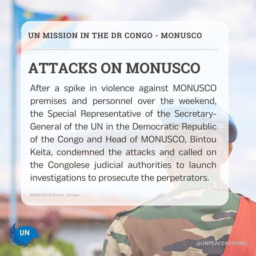 UNPeacekeeping's tweet photo. In the DR Congo, @MONUSCO is doing its utmost to protect civilians in the east, including through support to the @FARDC_off. #OperationSpringbok is ongoing, and an additional Quick Reaction Force deployed. Peacekeepers protect the main routes to prevent M23 rebels from advancing. https://t.co/ejnZVpm3U3