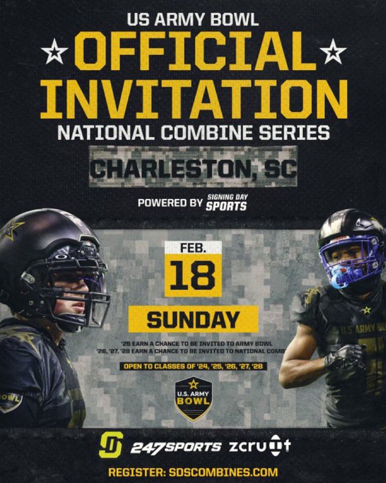 I’m grateful to be invited to the US Army Bowl. <a href="/JJKilgore_SDS/">JJ Kilgore</a> <a href="/CoryHelms7251/">Cory Helms</a>