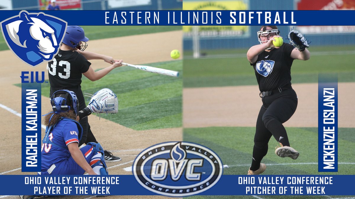 Rachel Kaufman and McKenzie Oslanzi from <a href="/EIU_Softball/">Eastern Illinois Softball</a> were named the <a href="/OVCSports/">Ohio Valley Conference</a> Player and Pitcher of the Week after EIU's 5-0 start to the season.

Kaufman hit .500 with 2 2B, a HR and 5 RBI
Oslanzi was 2-0 with a save, 1.14 ERA and 16 Ks

Release🥎👀⬇️
eiupanthers.com/news/2024/2/12…