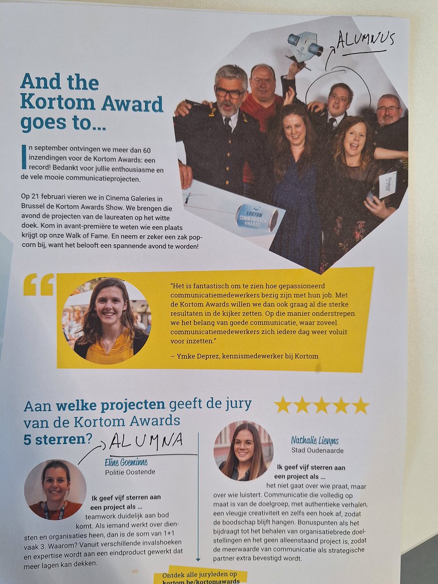 dirklaverge's tweet photo. In het recentste magazine van @kortomvzw staan 2 alumni van @CMhowest van  @howest , en dat in het kader van de KORTOM awards. https://t.co/qNxECnc16A
