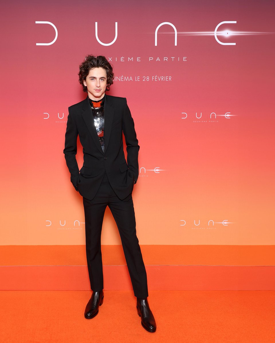 Actor #TimothéeChalamet wearing Givenchy custom Haute Couture to the #DunePartTwo Paris Premiere. #givenchyfamily