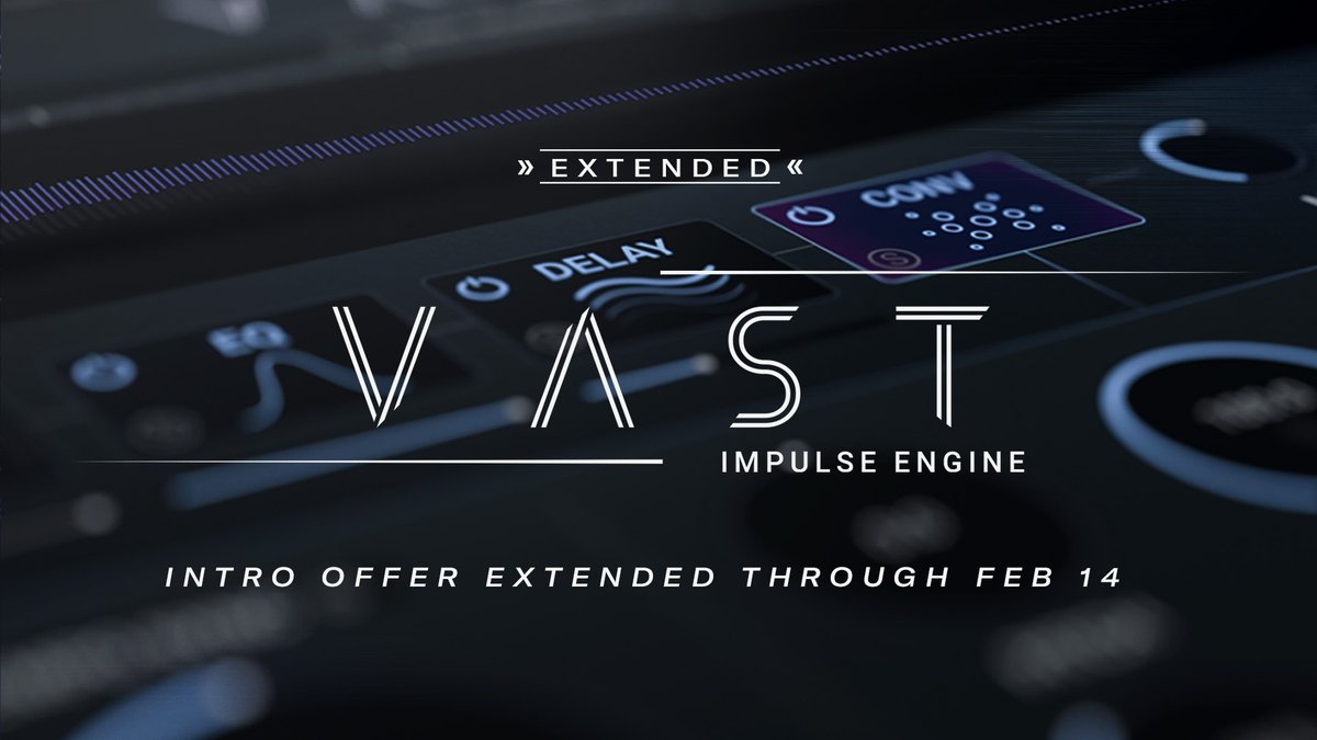 HeavyocityMedia's tweet photo. Great news! We've extended the VAST intro offer for an extra 48 hours! Snag this all-new impulse effects plugin for $79 (reg $99). Owners of FURY, PUNISH, or PUNISH Lite get an extra $20 off (coupon in your account). Act fast, offer ends Feb 14. Shop now > https://t.co/D1hxebKNXe https://t.co/hFeubsgs6i