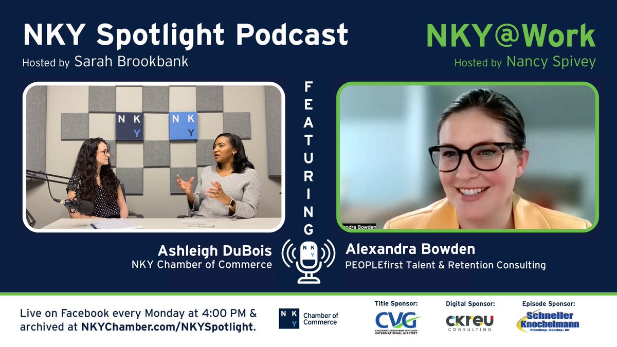 On this week's NKY Spotlight Podcast, we're talking about talent retention strategies. Tune in to hear from <a href="/AshleighsWay/">Ashleigh DuBois</a> of the NKY Chamber and Alexandra Bowden of PEOPLEfirst Talent &amp; Retention Consulting. 

Listen to the episode now at bit.ly/42CJNFQ.