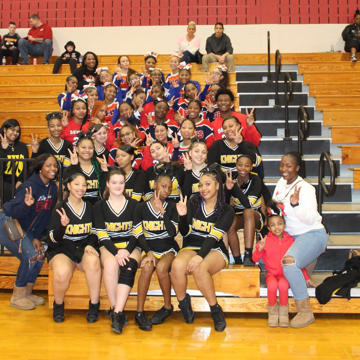 We're proud of all of our student athletes... check out this photo of the @HenningerSCSD, @syracuseITC, and @NottinghamSCSD cheer teams! They competed this past weekend at an invitational in Chittenango. 📣 #SCSDAthletics