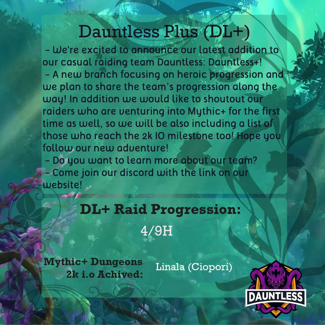 BIG NEWS!!! Introducing . . .

#Warcraft #UndauntedGuild #Dragonflight #Amirdrassil #MythicDungeons