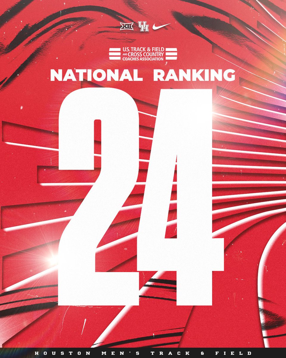 UHCougarTF's tweet photo. For the first time this season, Houston men's track &amp; field is ranked at #24 in the @USTFCCCA national poll! 👏

#HTownSpeedCity https://t.co/eoGXUz5KO1
