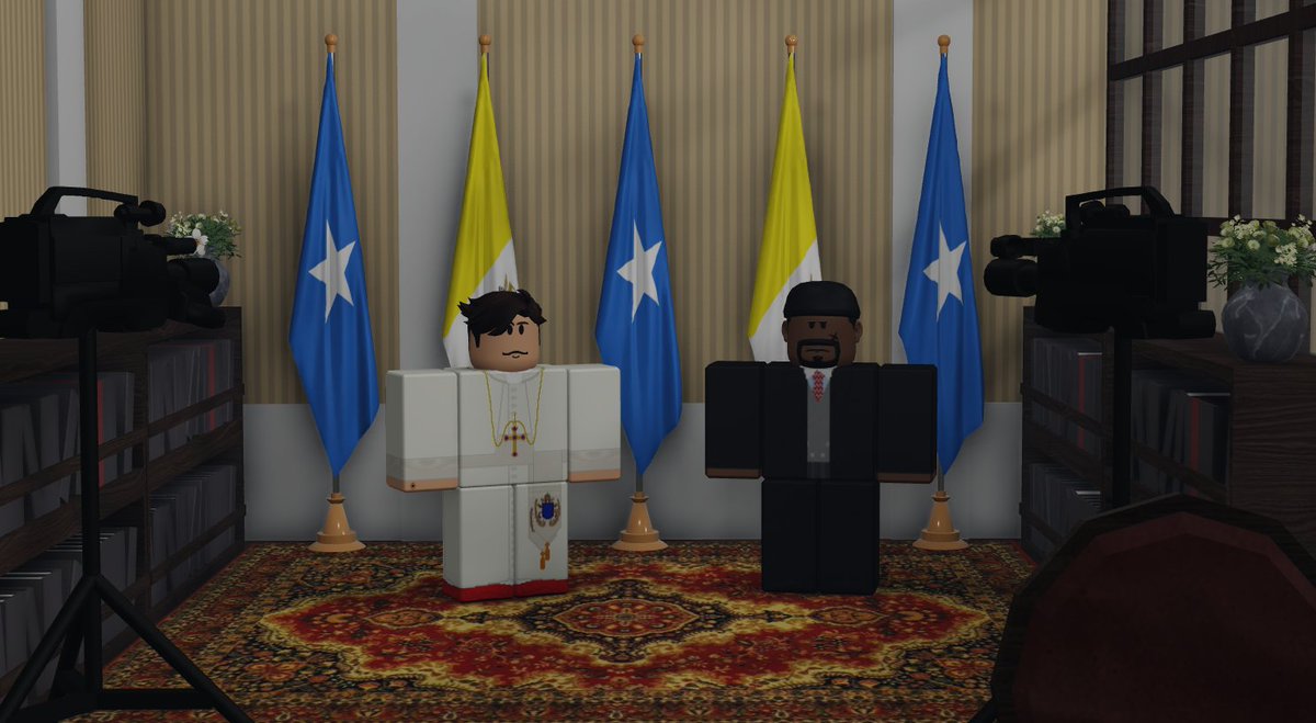 RBXHolySee's tweet photo. 🇻🇦🇸🇴 | Today, His Holiness Pope Constantine II, travelled to the Republic of Somalia, to meet NoT_Kone - the President of Somalia. 

This commenced diplomatic relations between both Somalia and the Holy See; with both states committing to an increased quantity of meetings. https://t.co/bDBCke8zC3