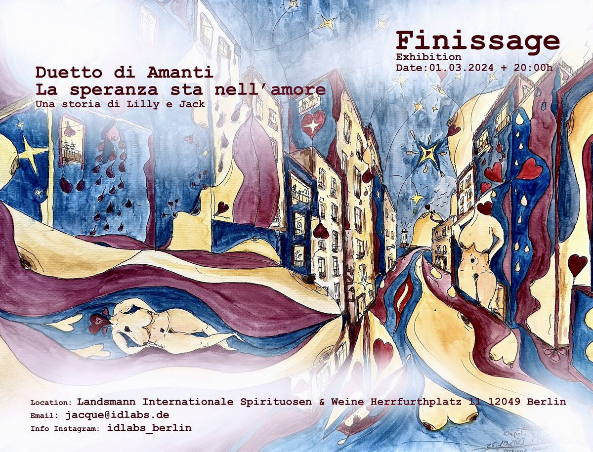 Muellerinho1's tweet photo. Hey am 01.03.2024 um 20:00 Uhr endet meine Ausstellung in #Neukölln: Duetto di amanti - La speranza sta nell'amore. Zur Finissage ist auch ein Artikel in der #KiezundKneipe_nk erschienen. Save the date and come as you are. Wo: Herrfurthplatz 11 Berlin #KiezInAktion 😉🎨🙏 https://t.co/25uyk8zUqj