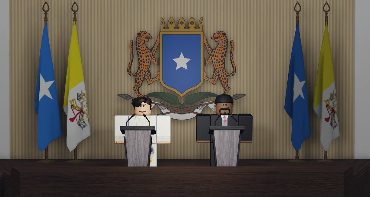 RBXHolySee's tweet photo. 🇻🇦🇸🇴 | Today, His Holiness Pope Constantine II, travelled to the Republic of Somalia, to meet NoT_Kone - the President of Somalia. 

This commenced diplomatic relations between both Somalia and the Holy See; with both states committing to an increased quantity of meetings. https://t.co/bDBCke8zC3