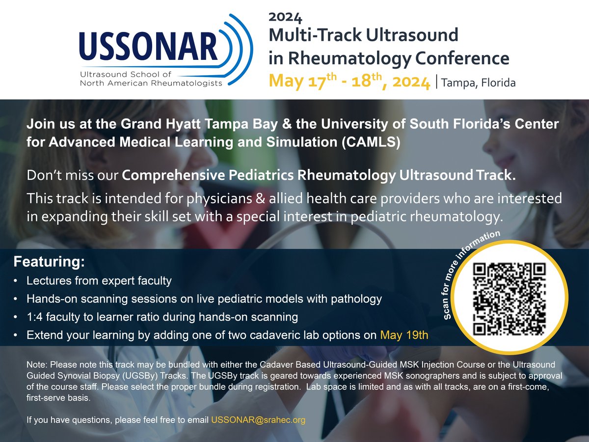 USSONAR (@ussonar_rh) on Twitter photo Learn from our expert #Ultrasound experts at the Comprehensive #PediatricRheumatology US Track
5/17-5/18/24 in Tampa!
uss.memberclicks.net/comprehensive-…
#JIA #RhMSUS
<a href="/DeirdreDRanieri/">Deirdre De Ranieri</a> <a href="/LurieChildrens/">Lurie Children's</a>
<a href="/claralinchang/">Clara Lin</a> <a href="/ChildrensColo/">Children's Hospital Colorado</a>
<a href="/Patricia_VegaF/">Patricia Vega-Fernandez MD MSc RhMSUS</a> <a href="/CincyChildrens/">Cincinnati Children's</a>
#EdOberle <a href="/nationwidekids/">Nationwide Children's Hospital</a> Learn from our expert #Ultrasound experts at the Comprehensive #PediatricRheumatology US Track
5/17-5/18/24 in Tampa!
uss.memberclicks.net/comprehensive-…
#JIA #RhMSUS
<a href="/DeirdreDRanieri/">Deirdre De Ranieri</a> <a href="/LurieChildrens/">Lurie Children's</a>
<a href="/claralinchang/">Clara Lin</a> <a href="/ChildrensColo/">Children's Hospital Colorado</a>
<a href="/Patricia_VegaF/">Patricia Vega-Fernandez MD MSc RhMSUS</a> <a href="/CincyChildrens/">Cincinnati Children's</a>
#EdOberle <a href="/nationwidekids/">Nationwide Children's Hospital</a>