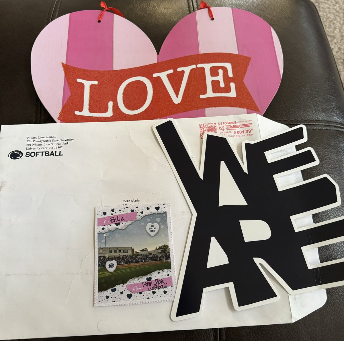 Valentine’s Day ❤️from @PennStateSB Always great hearing from you & A Great Start to your season going 5-0 !!! Well done!! #WeAre @coach_crowell @ABaggetta @lexxx_20 @mysha_sataraka @intensitykod @Intensity16uBOD @ExtraInningSB @LegacyLegendsS1