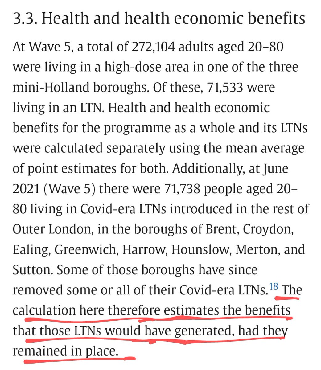 @MicheleRagusa6 @SocEnvJustice I think this is my favourite part - where she notes some 30% of London LTN trials have been reversed (no mention of why!)... so they've just made up the health benefits of those...