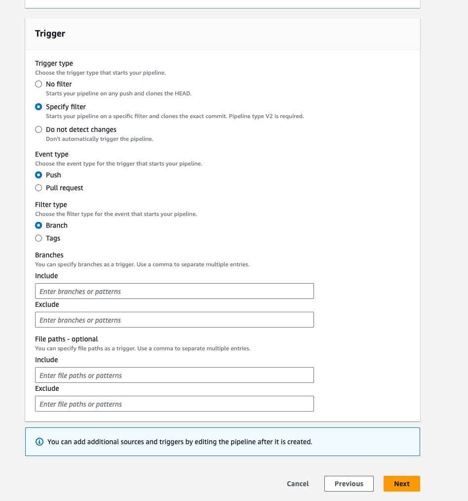 rakesh_sanghvi's tweet image. Branch based development is possible only for GitHub and GitLab but not CodeCommit. ? Am I missing something ? I don't see Trigger dialog for CodeCommit.
#awssupport #codepipeline