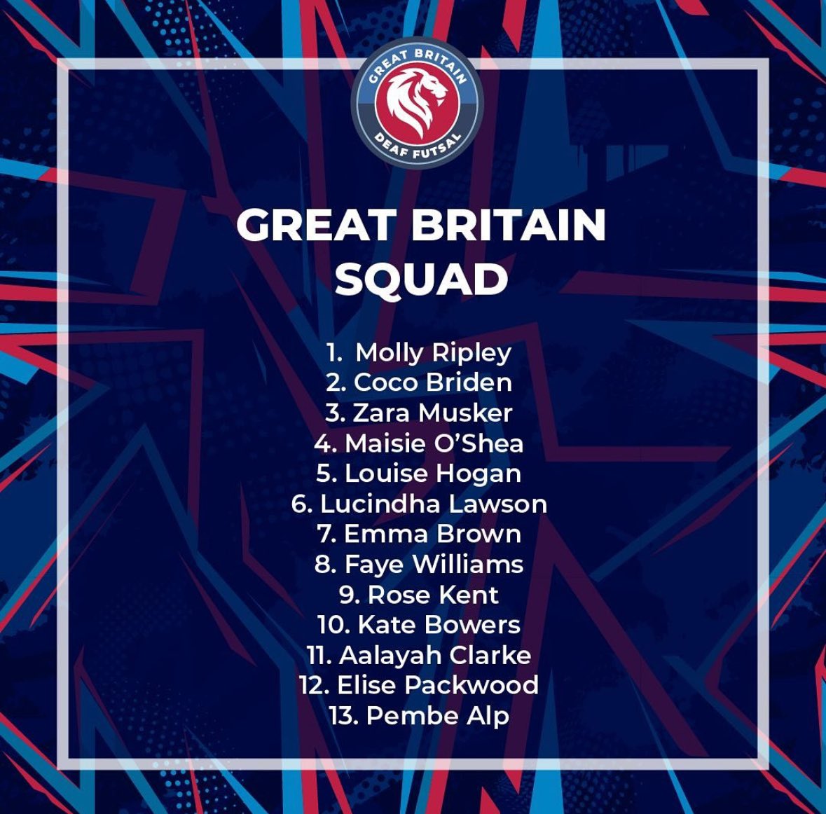 Looking forward to the Deaflympics with this squad 🇬🇧