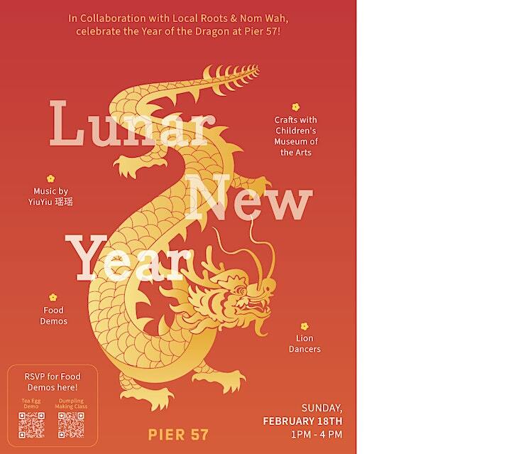 February 18, Sunday, 1 - 4 PM,  Lunar New Year Artmaking Celebration | Paper Lantern Decoupage By Children's Museum of the Arts. Participants of all ages are invited to make a wish for the new year while decorating paper lanterns. #Pier57  #lunarnewyear eventbrite.com/e/lunar-new-ye…