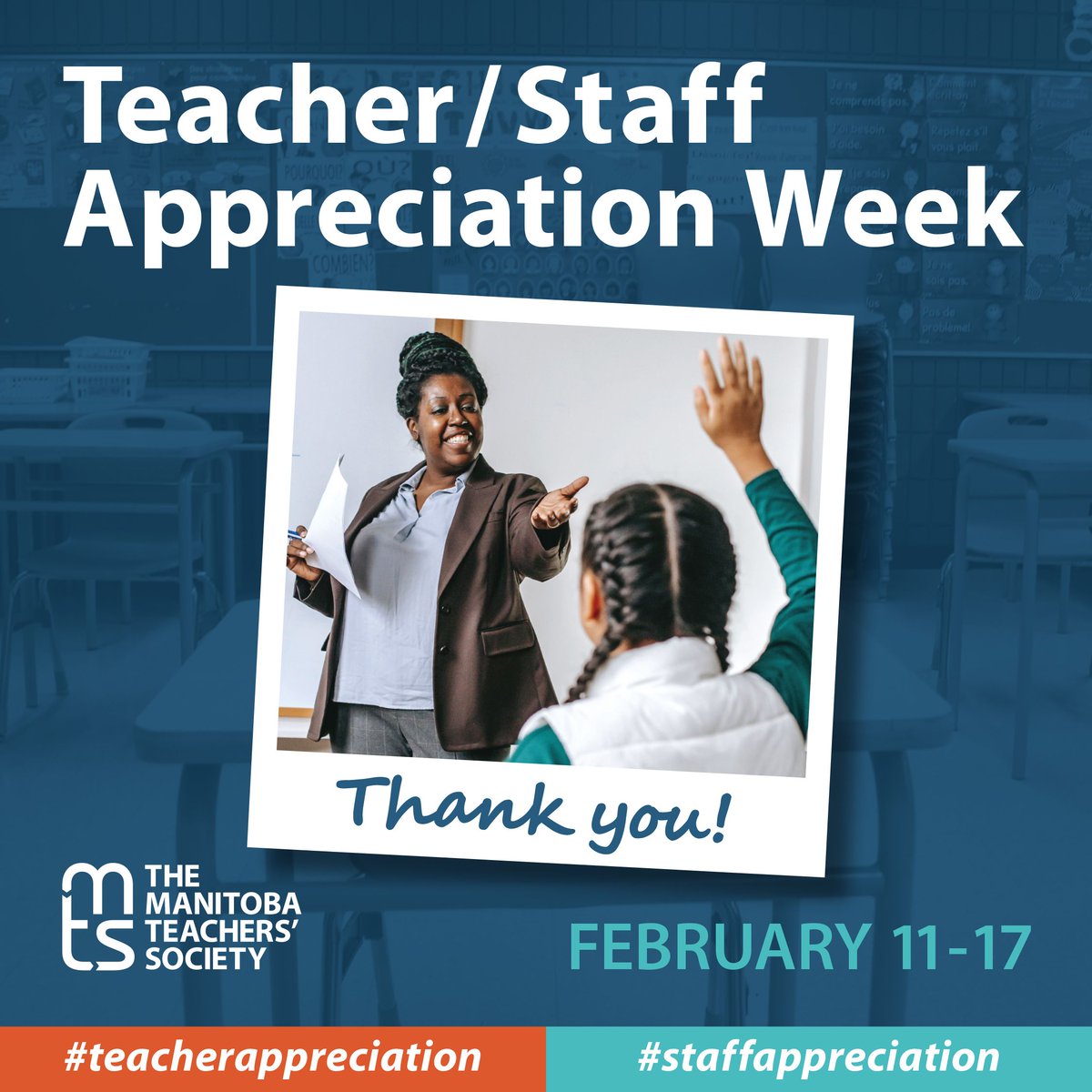 Teacher/Staff Appreciation Week is February 11 to 17. Celebrate by sharing your favourite teacher stories on social media using the hashtags #TeacherAppreciation #StaffAppreciation #TeacherAppreciationWeek