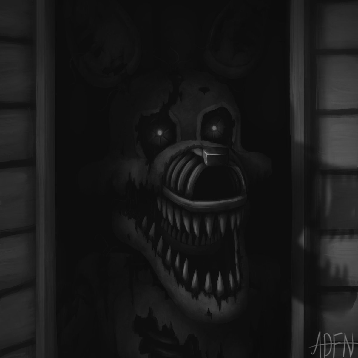 AlexADFN's tweet image. Nightmare Foxy in ur closet 
#FNAF #FiveNightsAtFreeddys