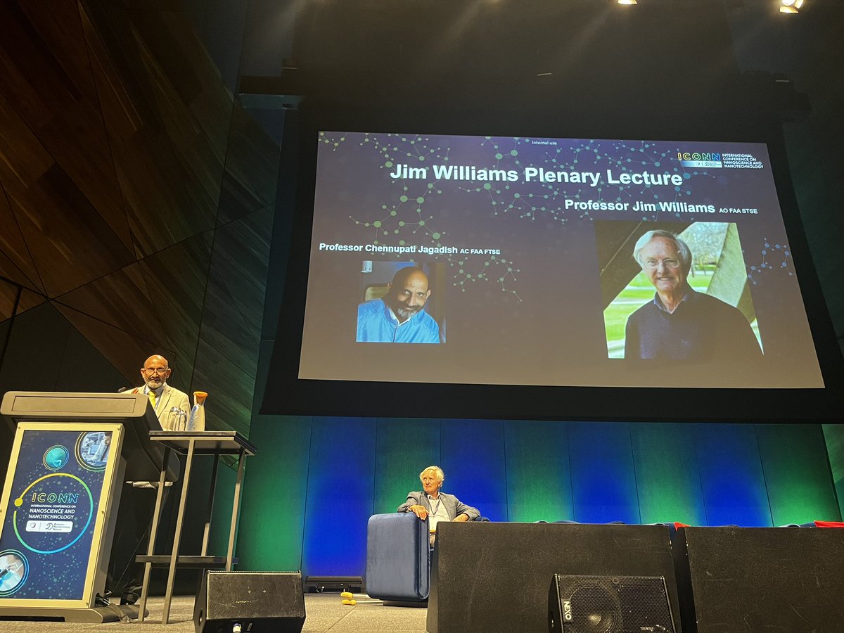 Day 1 #ICONN24 kicks off with the Jim Williams Plenary Lecture - Prof Jagadish introducing and celebrating Jim’s career and huge influence across the Australian Science community @ANFFHQ <a href="/madhu_bhaskaran/">Madhu Bhaskaran</a>