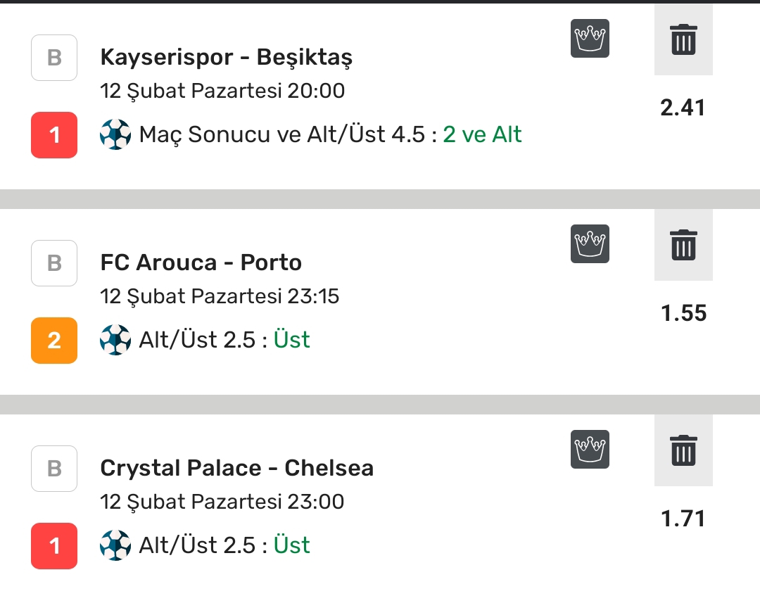 Chelsea'nin gelen golüyle Beşiktaş'tan yattı kupon. Oynamak riskliydi oranı güzeldi denemek istedim ama sistem oturtana kadar Beşiktaş oynamak mantıklı değilmiş.