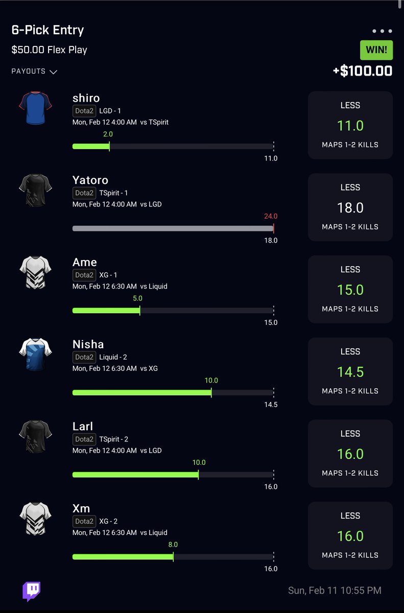 W day so far #PrizePick #underdog #tennis #esports #PROFIT