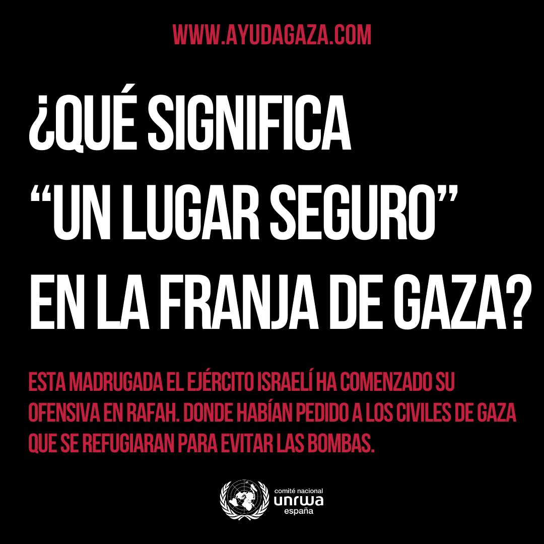 En #Rafah, ahora hay un aumento de los ataques aéreos donde se refugian casi 1,5 millones de personas, 6 veces la población habitual en la zona.

NO HAY LUGAR A DÓNDE IR.
NO HAY LUGAR SEGURO EN #GAZA.

Esa es la cruel respuesta a la pregunta de la imagen.