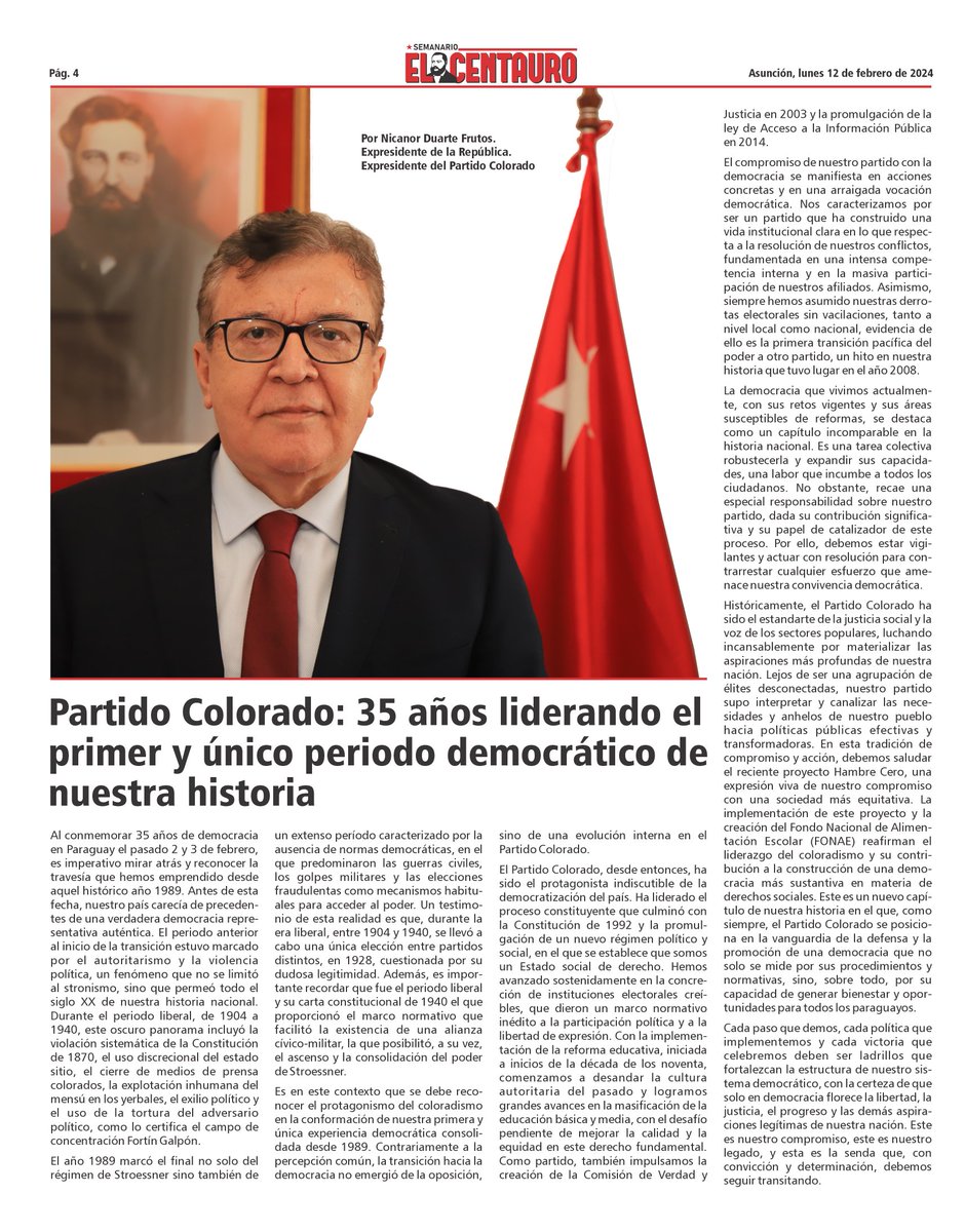 Semanario oficial de la ANR "El Centauro", edición N° 17.  Mañana la versión impresa.
Distribución gratuita.
