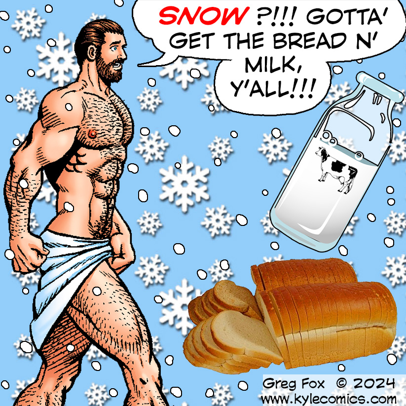 ❄️Once again, snow is on the way here in Northport....5 to 10 inches expected!!! And this time, Drew found out about it while he was in the shower!  Which means he's about to lose his towel if he doesn't get his bread & milk!!! 🍞🥛#KylesBnB #snowfall  #letitsnow #breadandmilk